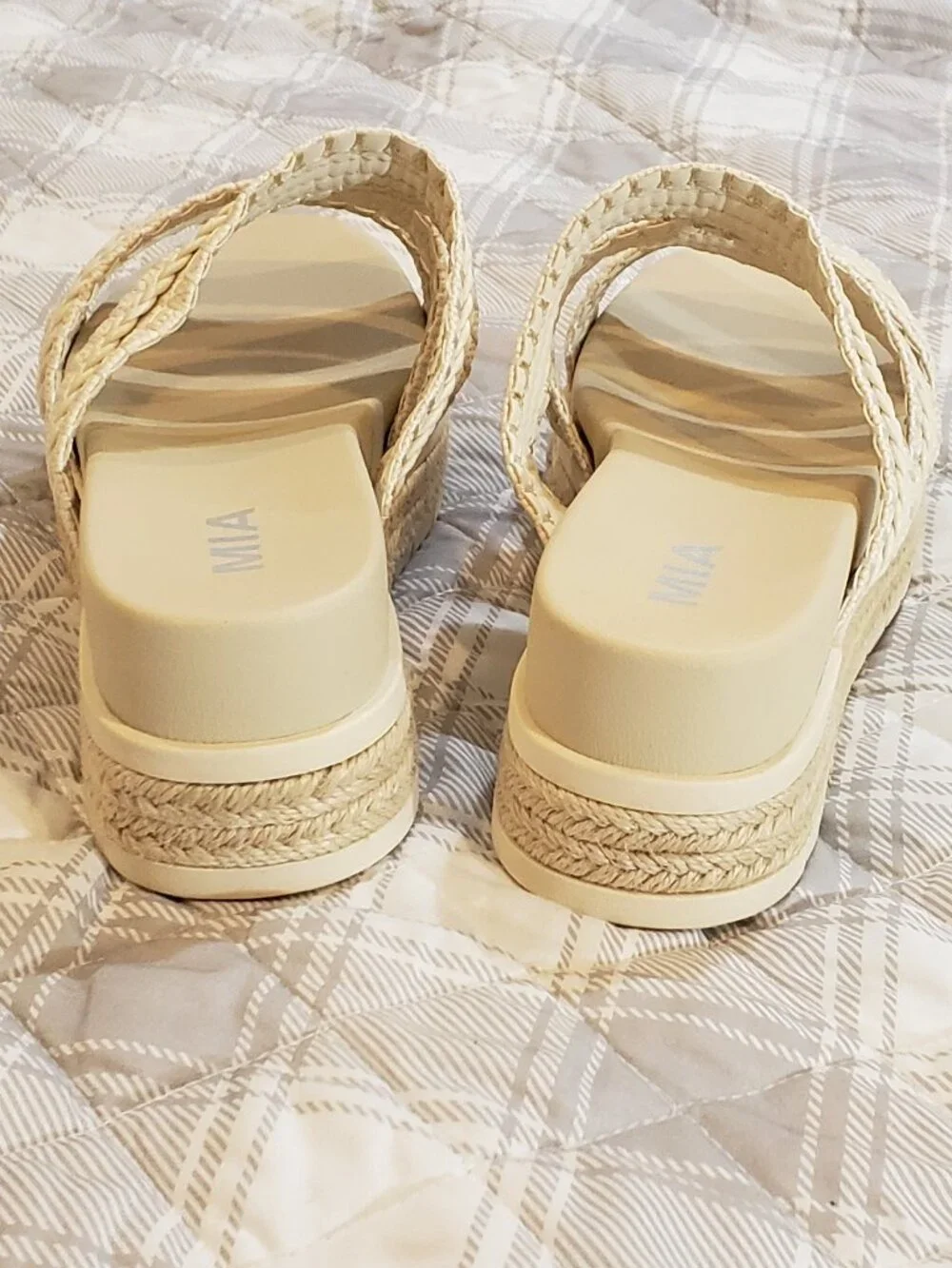 MIA Women's cream Braided platform slide sandals Size 8.5